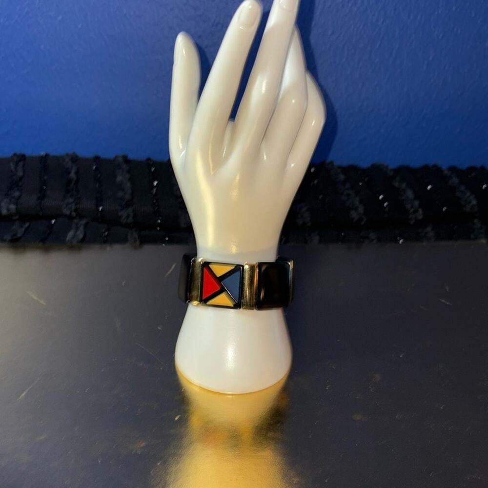 Vintage Napier Bertolli Jet Collection Stretch Bracelet – Mondrian Inspired 80's